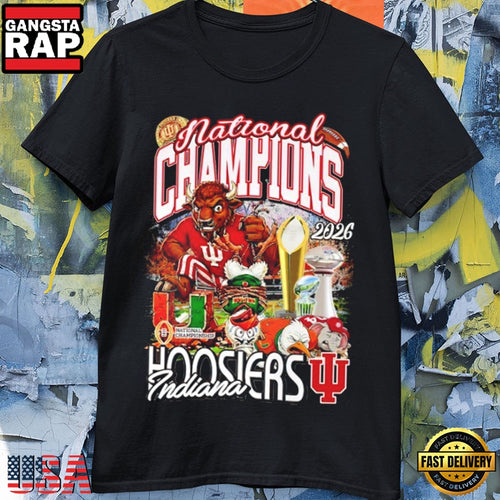 National Champions 2026 Indiana Hoosiers Mascot Graphic T-Shirt