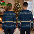 Navy Blue Snowflake And Christmas Tree Pattern Ugly Christmas Sweater