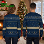 Navy Blue Snowflake And Christmas Tree Pattern Ugly Christmas Sweater