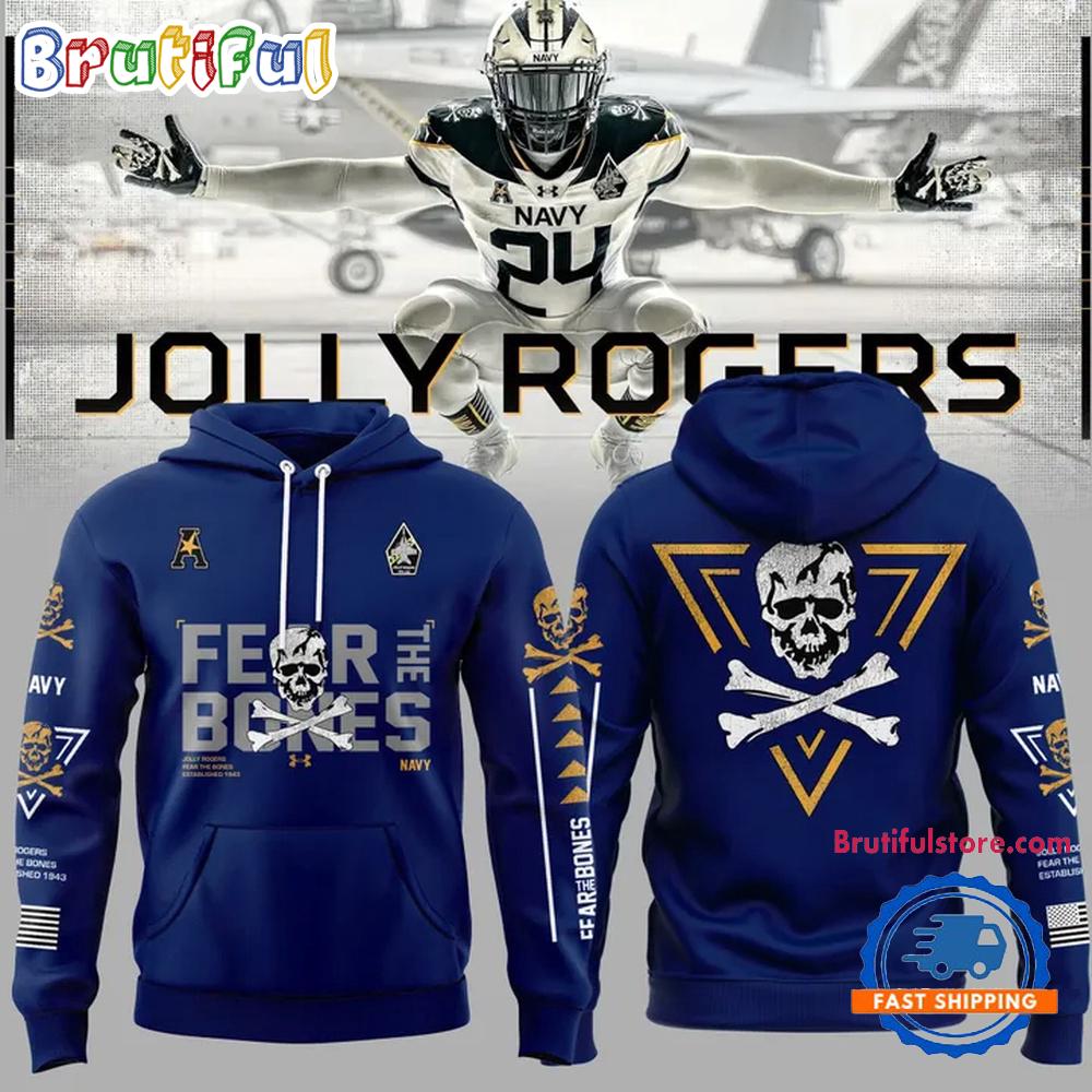 Navy Midshipmen Fear The Bones Football 2025 Hoodie