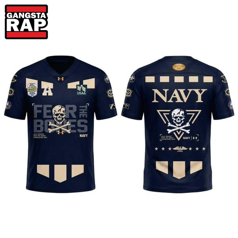 Navy Under Armour 100th Anniversary 2026 Fear The Bones Football Jersey
