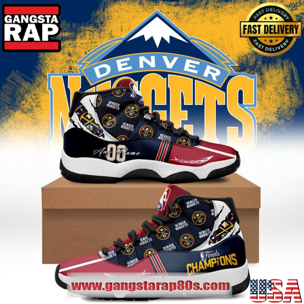 NBA Denver Nuggets Finals Champions Pesonalized Red Air Jordan 11 Sneakers Shoes