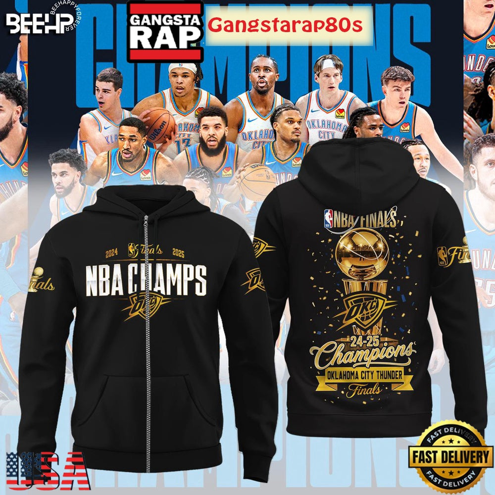 NBA Finals 2025 Champions Oklahoma City Thunder All Over Print Hoodie T-Shirt
