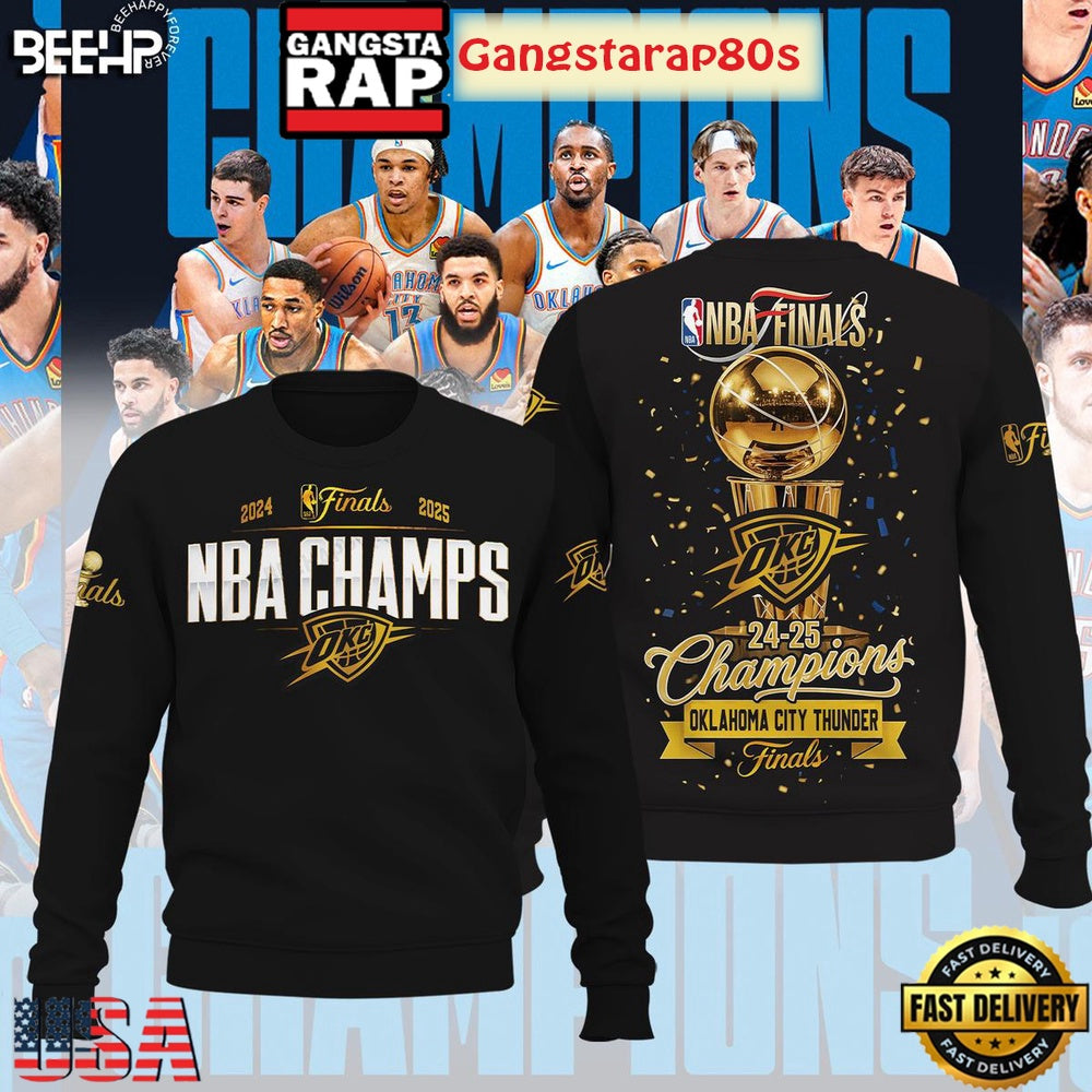 NBA Finals 2025 Champions Oklahoma City Thunder All Over Print Hoodie T-Shirt