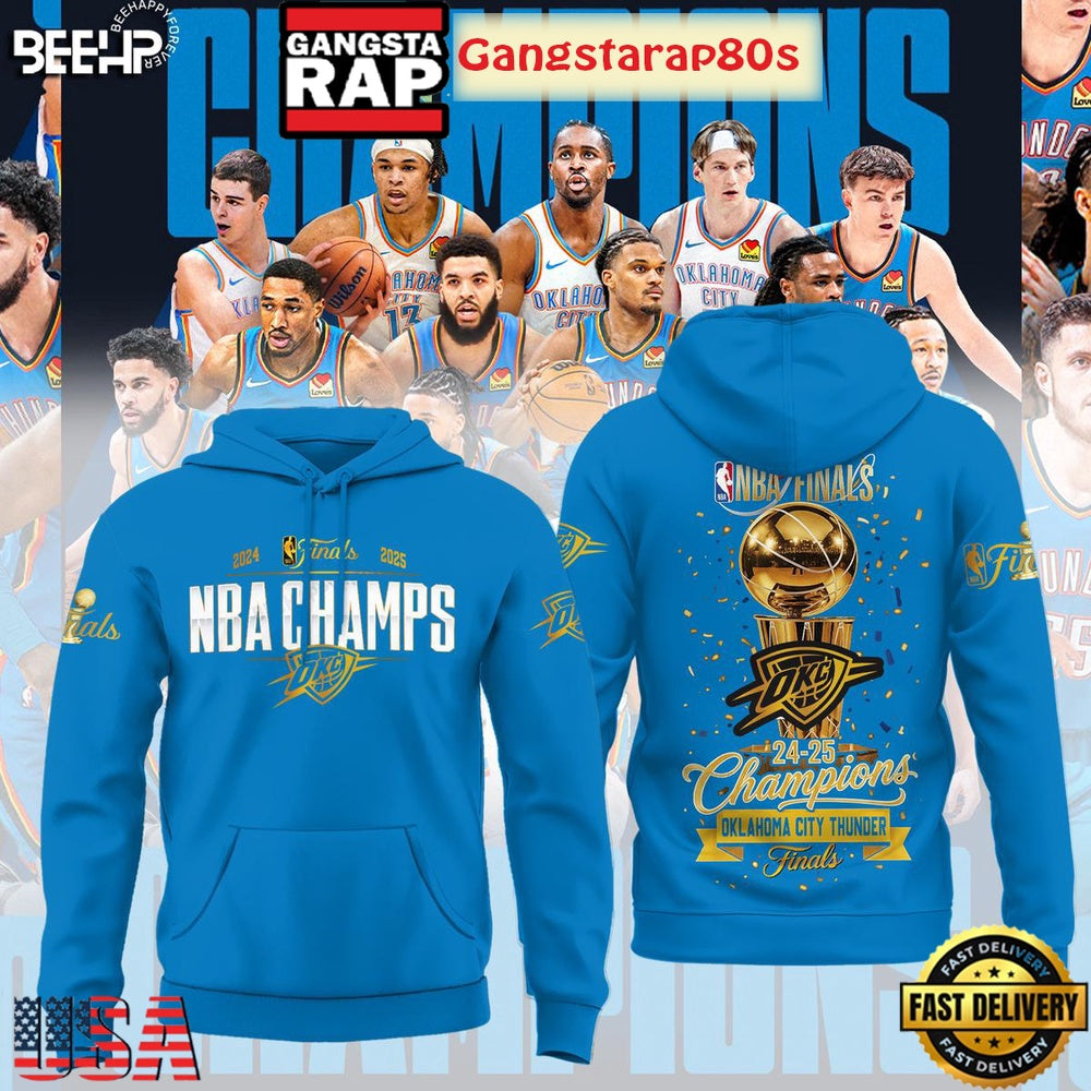 NBA Finals 2025 Champions Oklahoma City Thunder All Over Print Hoodie T-Shirt