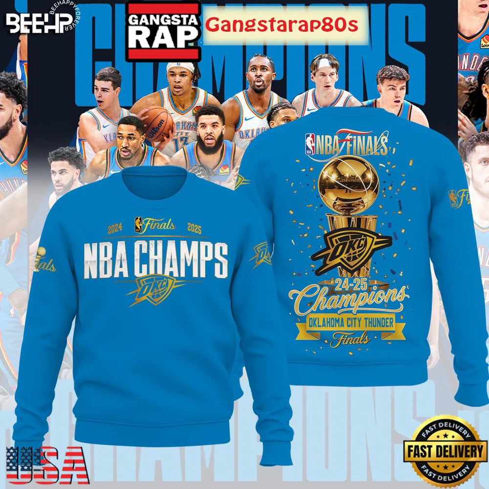 NBA Finals 2025 Champions Oklahoma City Thunder All Over Print Hoodie T-Shirt