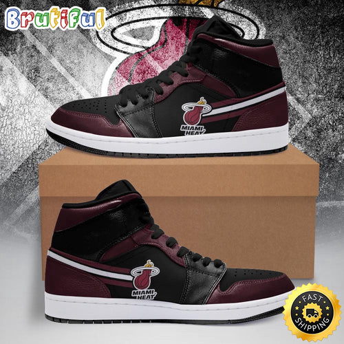 NBA Miami Heat Red Black Air Jordan 1 High Sneakers Classic Air Jordan Sneakers