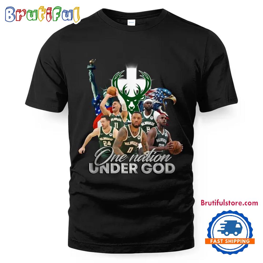 NBA Milwaukee Bucks One Nation Under God Vintage T Shirt