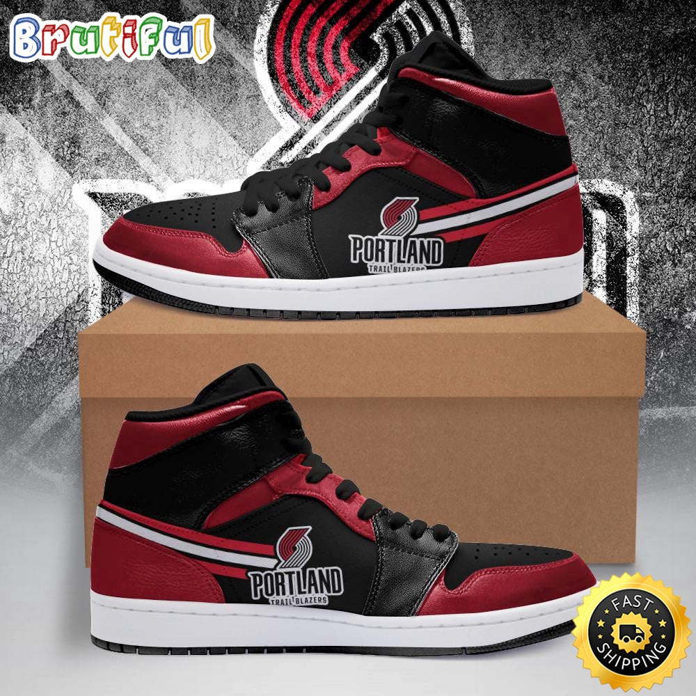 NBA Portland Trail Blazers Red Black Air Jordan 1 High Sneakers Classic Air Jordan Sneakers