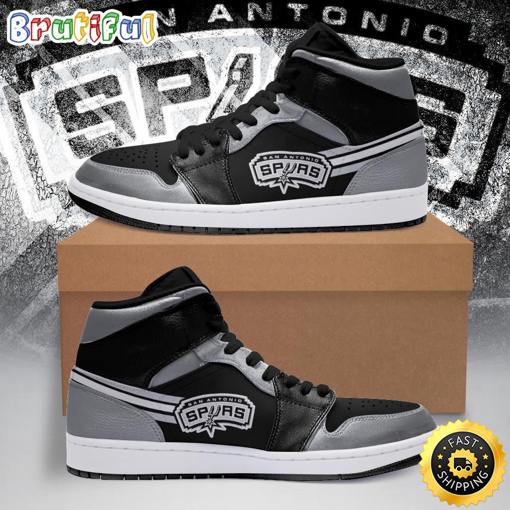 NBA San Antonio Spurs Black Silver Air Jordan 1 High Sneakers