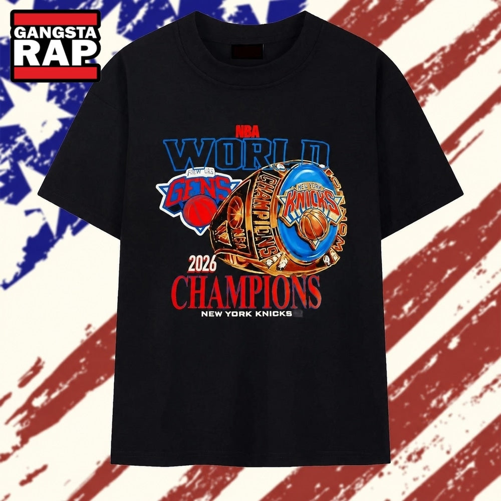 NBA World Pour Les Gens 2026 Champions New York Knicks T Shirt