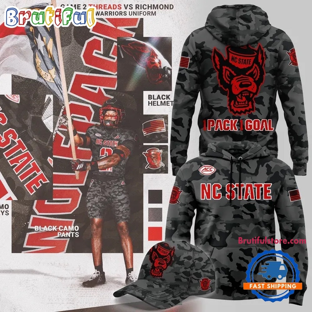 NC State Football Black Camo 2026 Hoodie T-Shirt