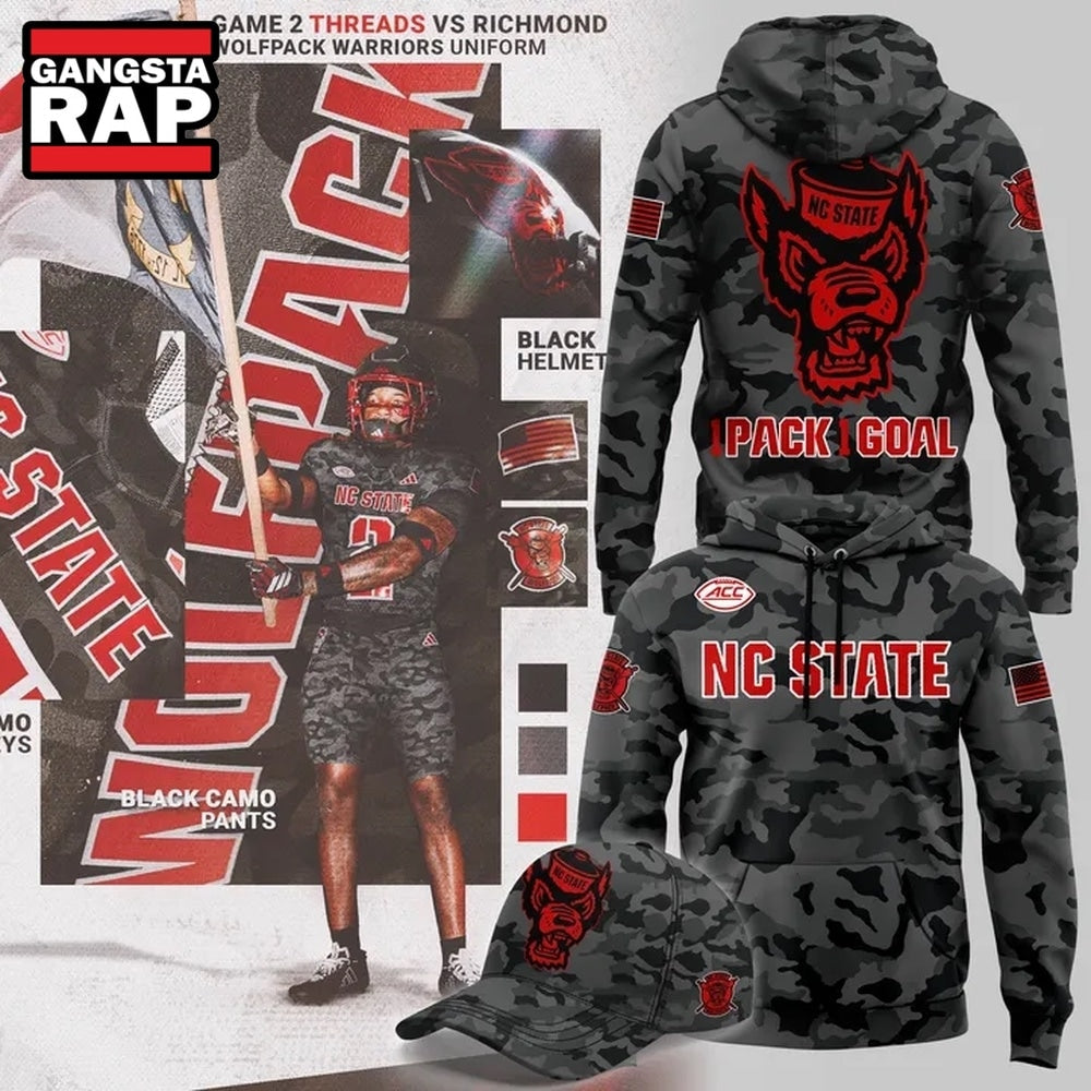 NC State Football Black Camo 2026 Hoodie T-Shirt