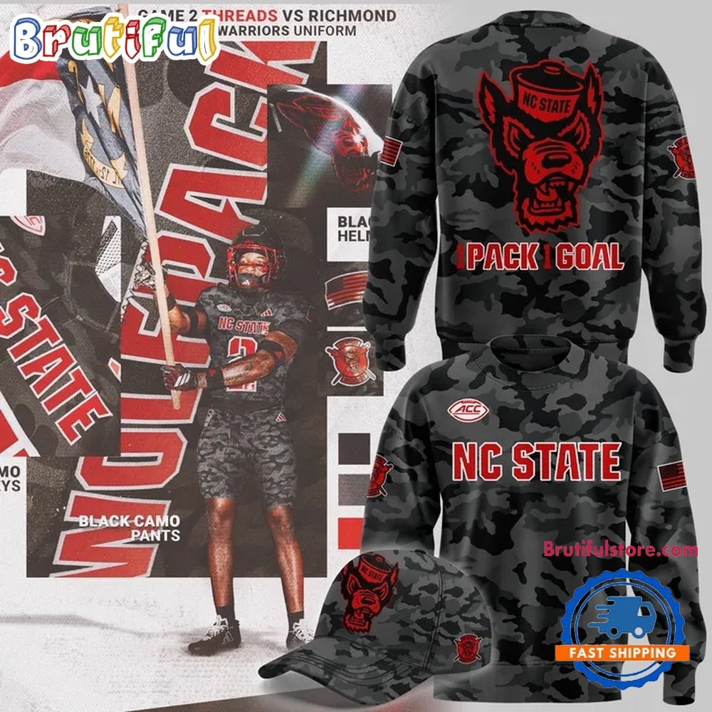 NC State Football Black Camo 2026 Hoodie T-Shirt