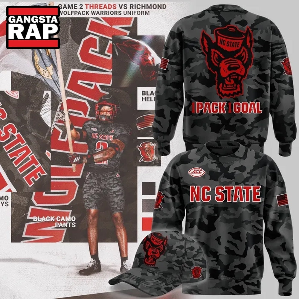 NC State Football Black Camo 2026 Hoodie T-Shirt