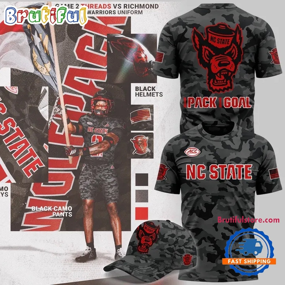NC State Football Black Camo 2026 Hoodie T-Shirt