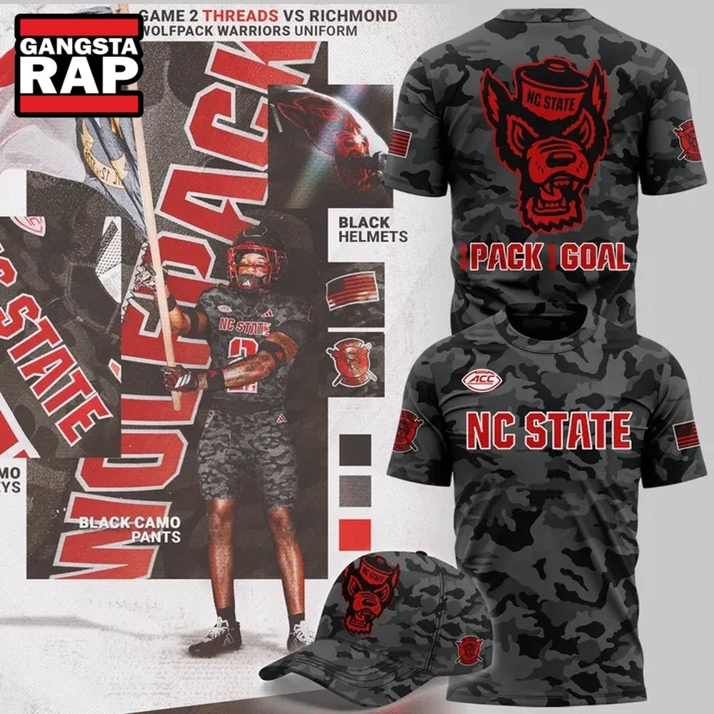 NC State Football Black Camo 2026 Hoodie T-Shirt