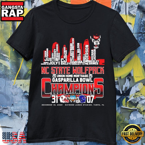 NC State Wolfpack 2025 Union Home Mortgage Gasparilla Bowl Champions T Shirt