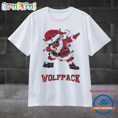 NC State Wolfpack Dabbing Santa Claus Ugly Christmas Light T Shirt