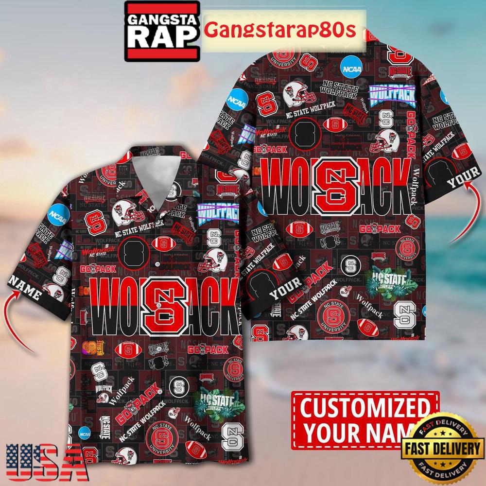 NC State Wolfpack Solgan Go Pack True Fan Spirit Custom Name Aloha Hawaiian Shirt