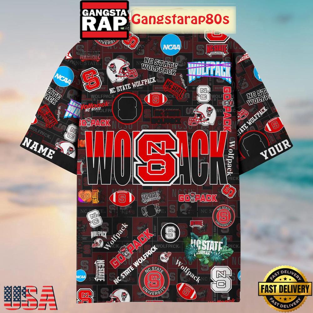 NC State Wolfpack Solgan Go Pack True Fan Spirit Custom Name Aloha Hawaiian Shirt