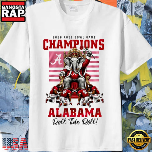 NCAA Alabama Crimson Tide 2026 Rose Bowl Game Champions T-Shirt