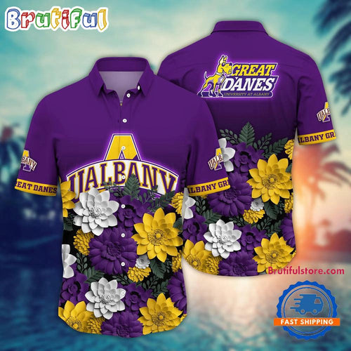 NCAA Albany Great Danes Flower Tropical Summer Beach Hawaiian Shirt