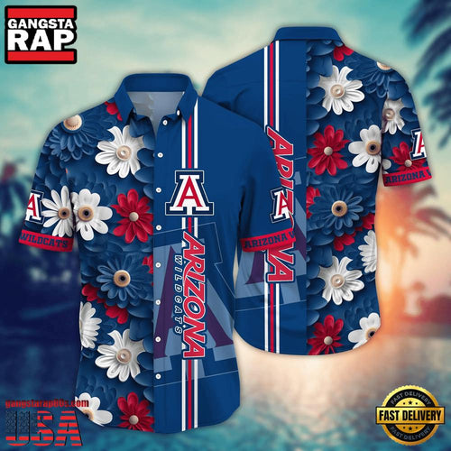 NCAA Arizona Wildcats Flower Style Hot Summer Aloha Hawaiian Shirt
