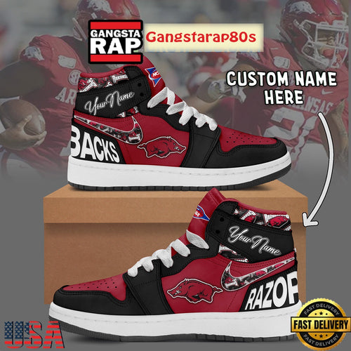 NCAA Arkansas Razorbacks Custom Name Air Jordan 1 Shoes Running Sneakers