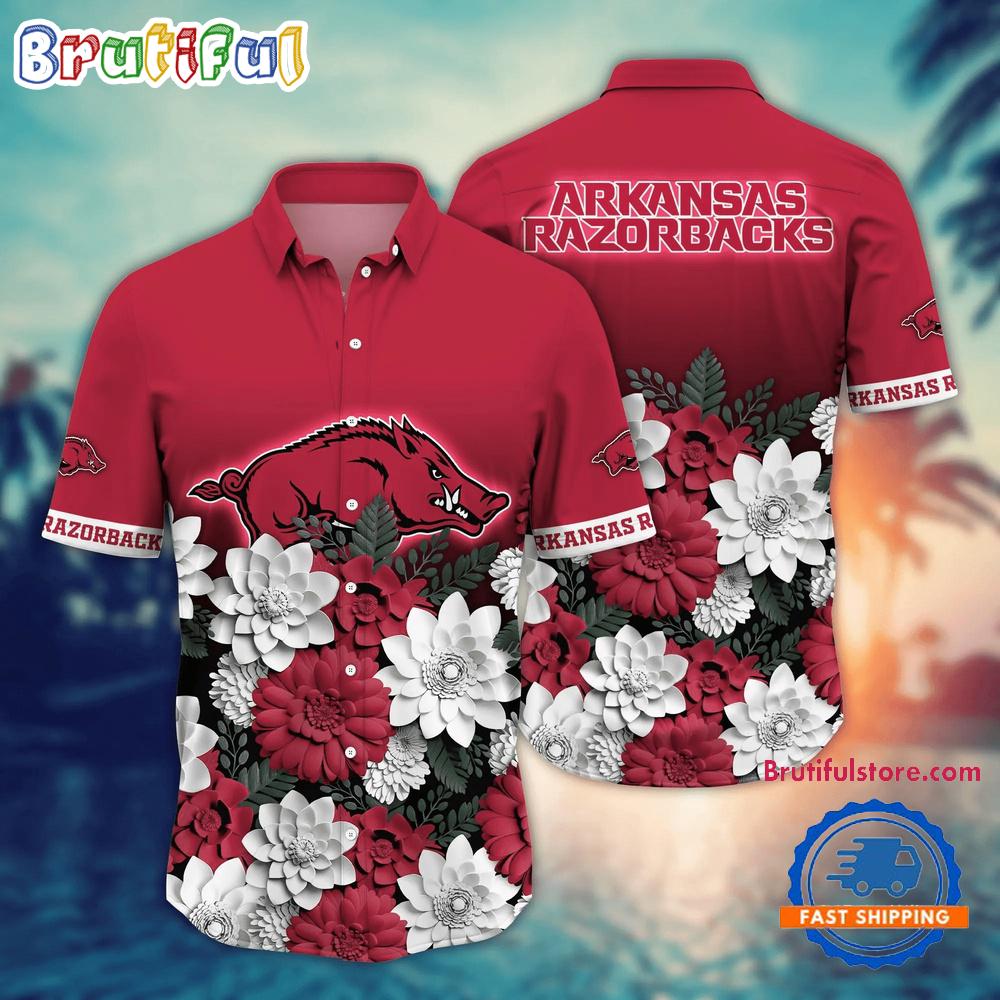 NCAA Arkansas Razorbacks Flower Tropical Summer Beach Hawaiian Shirt