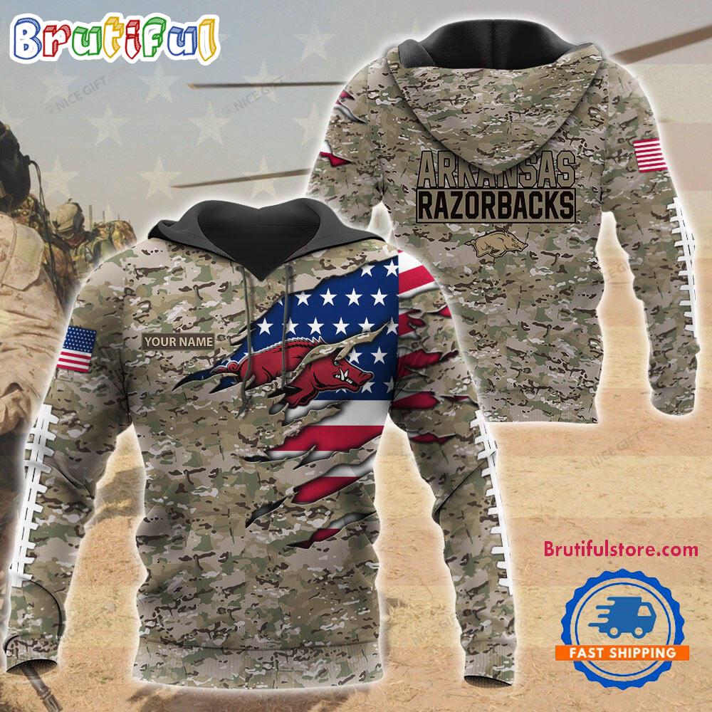NCAA Arkansas Razorbacks Military Veterans Camouflage Hoodie
