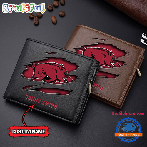 NCAA Arkansas Razorbacks Sporty Custom Men’s Leather Wallet
