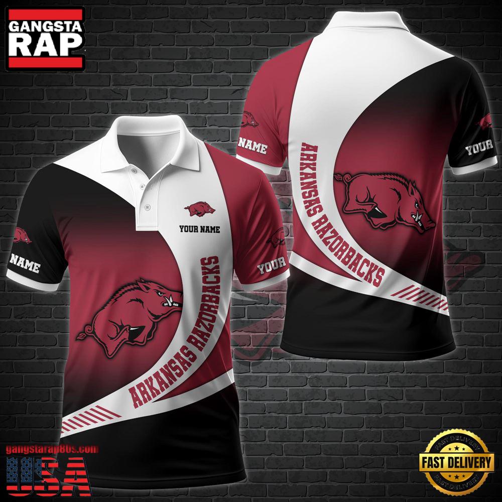 Custom Name NCAA Arkansas Razorbacks Team Polo Shirt