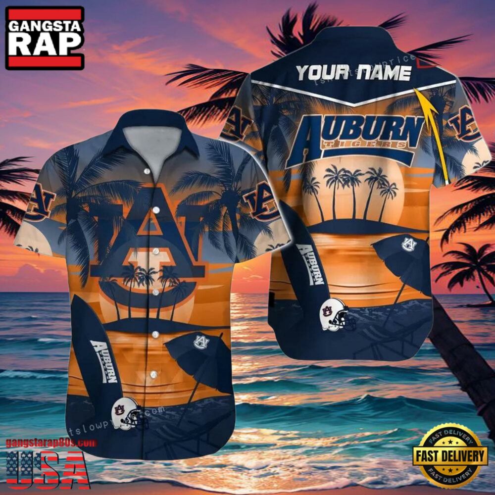 NCAA Auburn Tigers 3D Print Custom Name Aloha Hawaiian Shirt