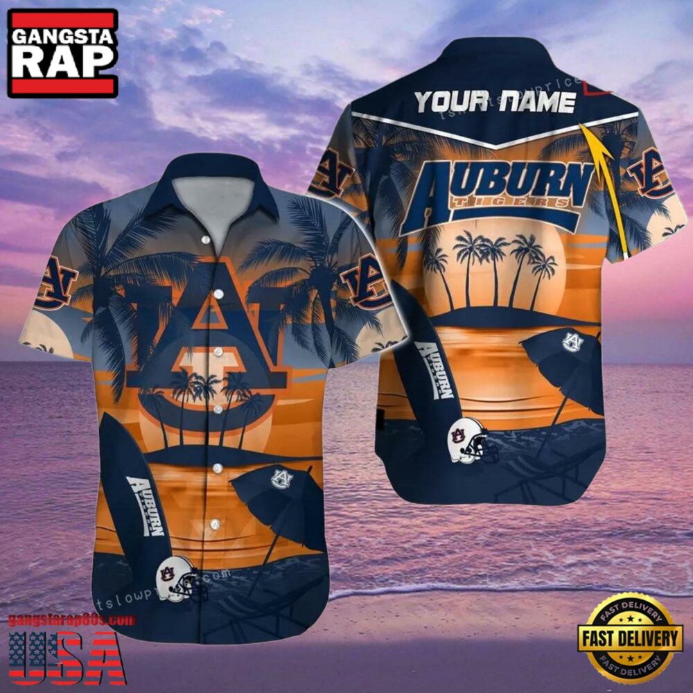 NCAA Auburn Tigers 3D Print Custom Name Aloha Hawaiian Shirt