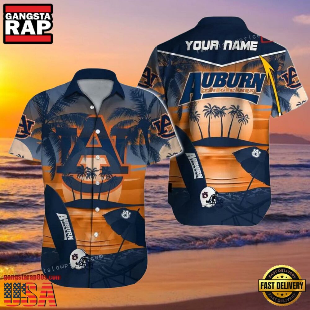 NCAA Auburn Tigers 3D Print Custom Name Aloha Hawaiian Shirt