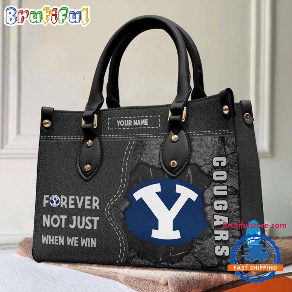 NCAA BYU Cougars Forever Not Just When We Win Leather Hand Bag