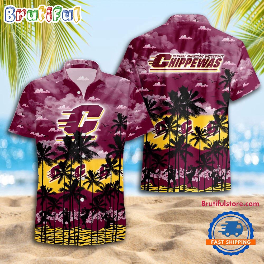 NCAA Central Michigan Chippewas Palm Tree Hawaiian Shirt