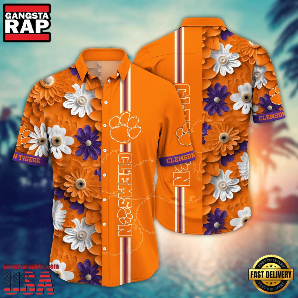 NCAA Clemson Tigers Flower Style Hot Summer Aloha Hawaiian Shirt