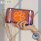 NCAA Clemson Tigers Leopard Women’s Zip Around Wallet, Sporty Women’s Wallet