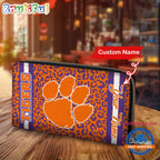 NCAA Clemson Tigers Leopard Women’s Zip Around Wallet, Sporty Women’s Wallet
