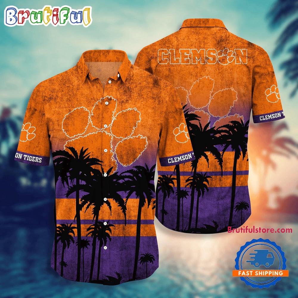 NCAA Clemson Tigers Palm Tree Tropical Summer Beach Hawaiian Shirt
