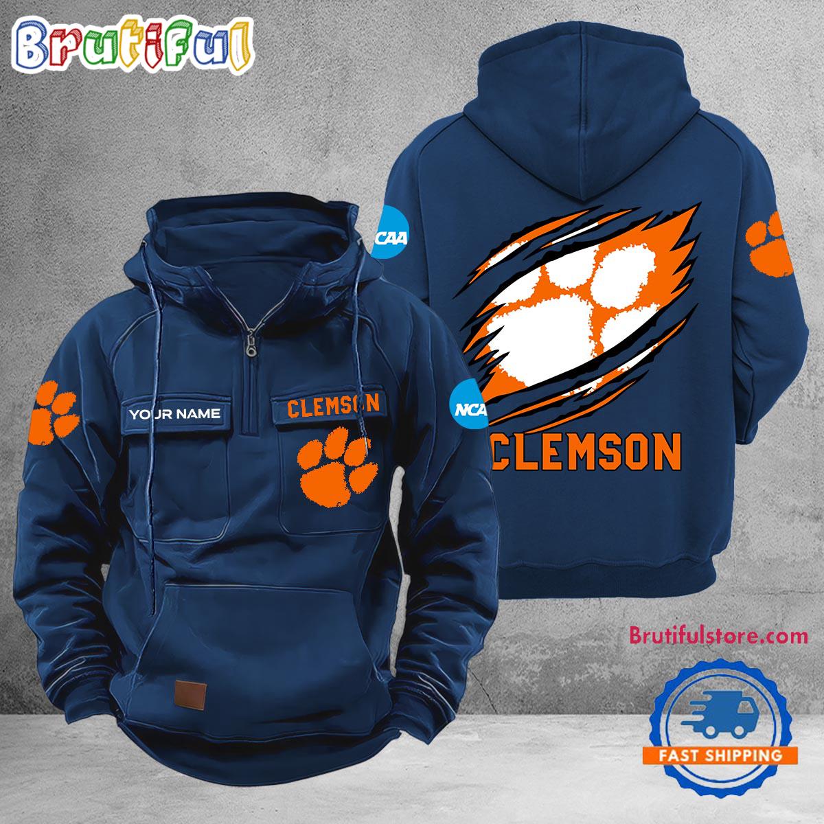 NCAA Clemson Tigers Sport Team Design Logo Name Cargo Hoodie