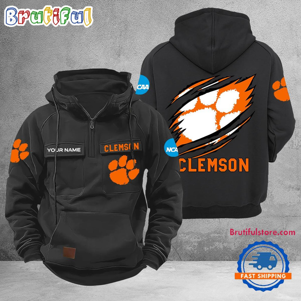 NCAA Clemson Tigers Sport Team Design Logo Name Cargo Hoodie