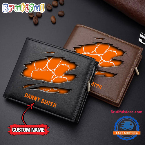 NCAA Clemson Tigers Sporty Custom Men’s Leather Wallet