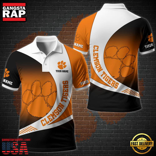 Custom Name NCAA Clemson Tigers Team Polo Shirt