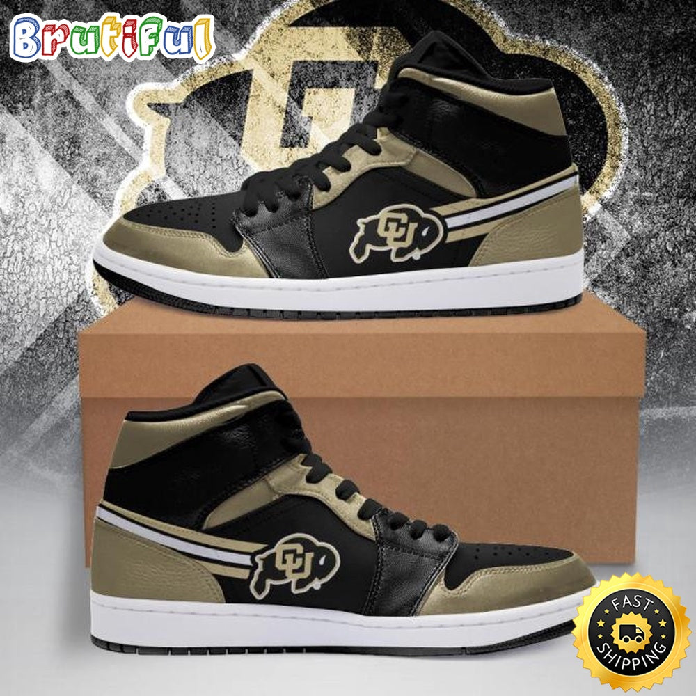 NCAA Colorado Buffaloes Gold Black Air Jordan 1 High Sneakers