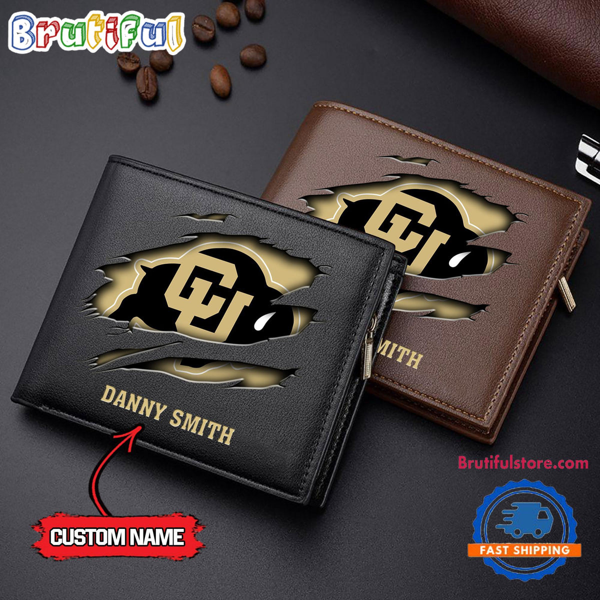 NCAA Colorado Buffaloes Sporty Custom Men’s Leather Wallet
