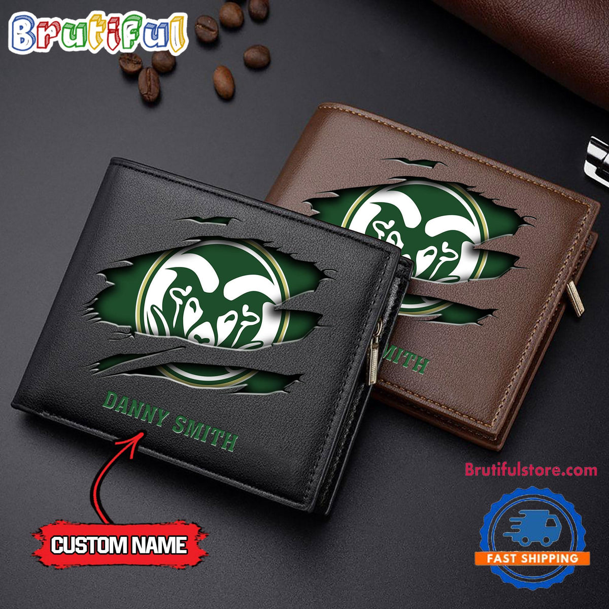 NCAA Colorado State Rams Sporty Custom Men’s Leather Wallet