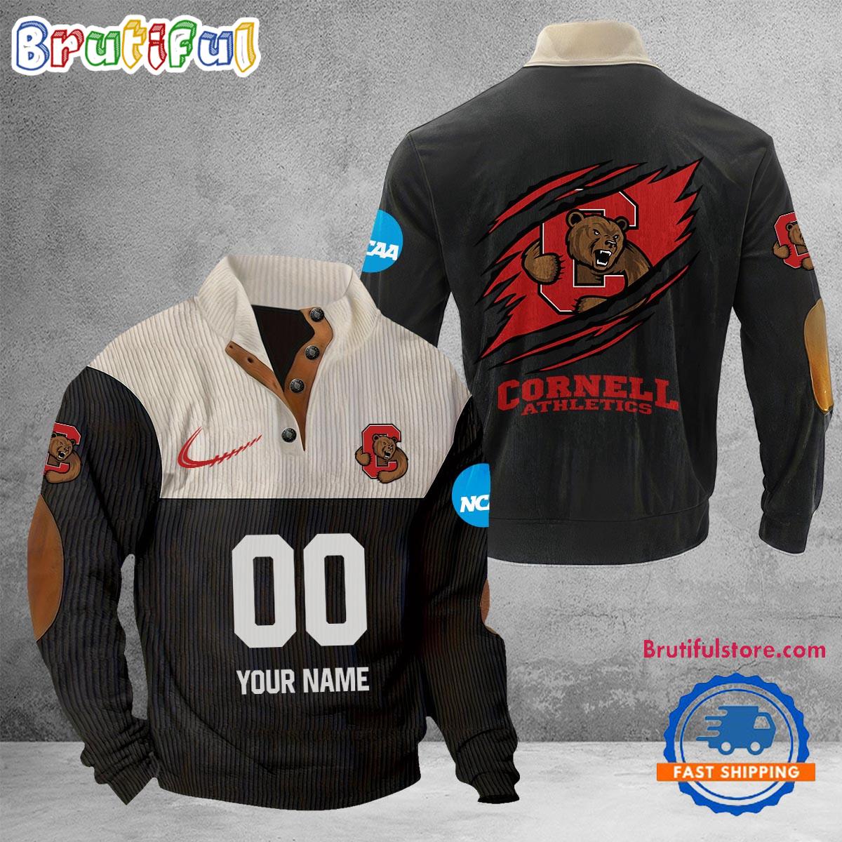 NCAA Cornell Big Red Sport Team Custom Name And Number Buttoned Collar Sweatshirt